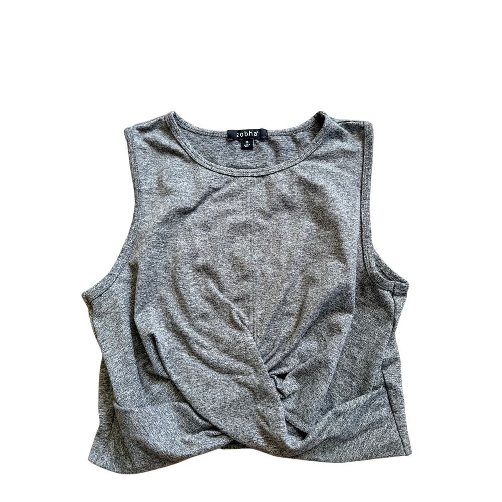 Zobha Aura Twist Active Crop Tank Top for Yoga & Gym, Size M Gray - Picture 1 of 5